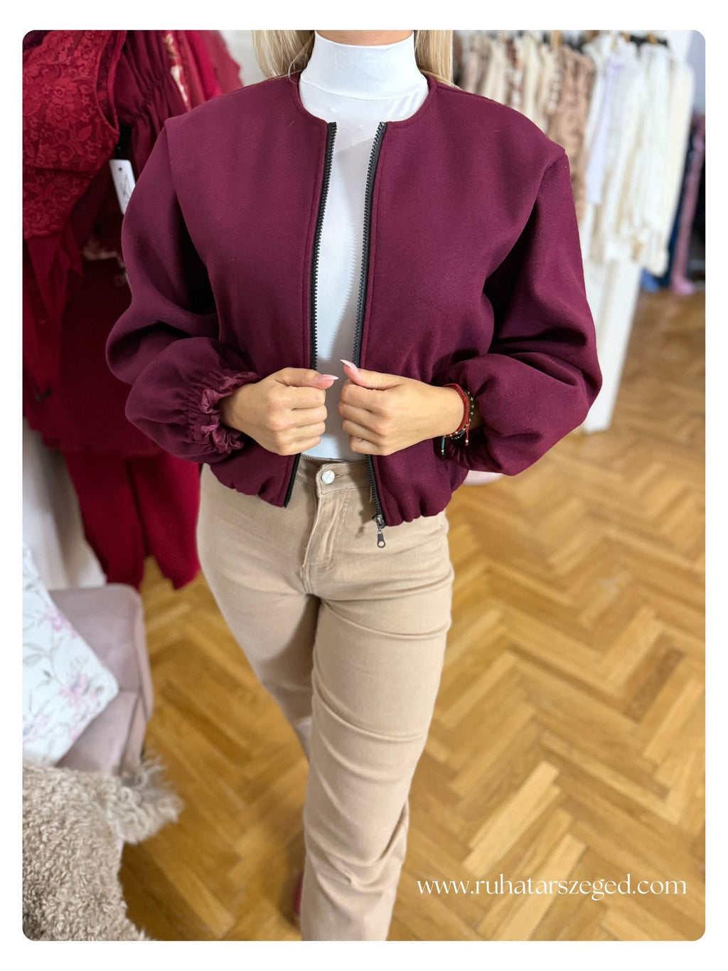 BURGUNDY kabát