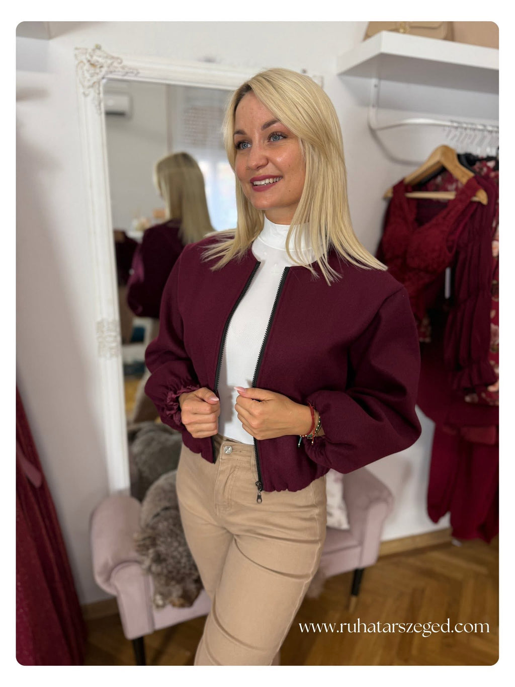 BURGUNDY kabát