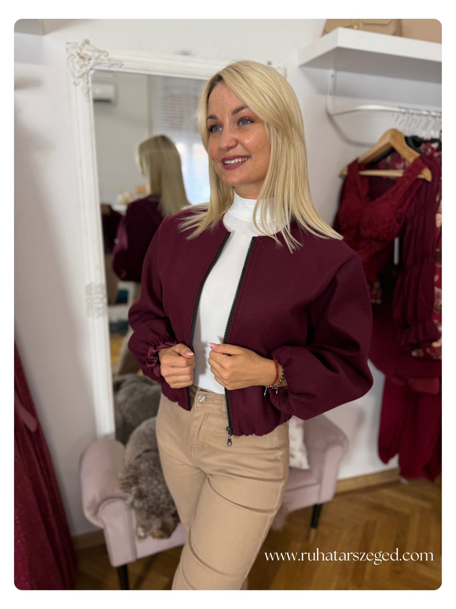 BURGUNDY kabát